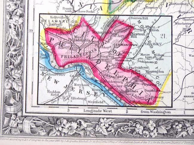 Mitchell's Map of Pennsylvania, New Jersey, Maryland and Delaware published in Philadelphia in 1860 — image 2